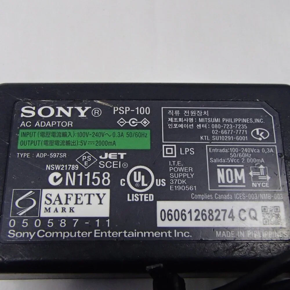 SONY PSP-100 5V 1500mA AC ADAPTOR PSP-2000 2001 3000 GENUINE CHARGER